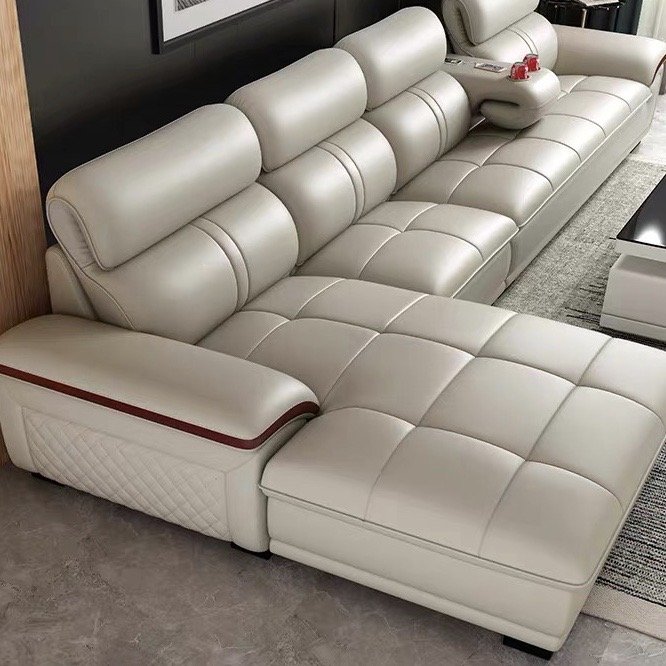 For Custom Prefab Houses factory price genuine leather sofa set, leather sofa set living room furniture with tool sets