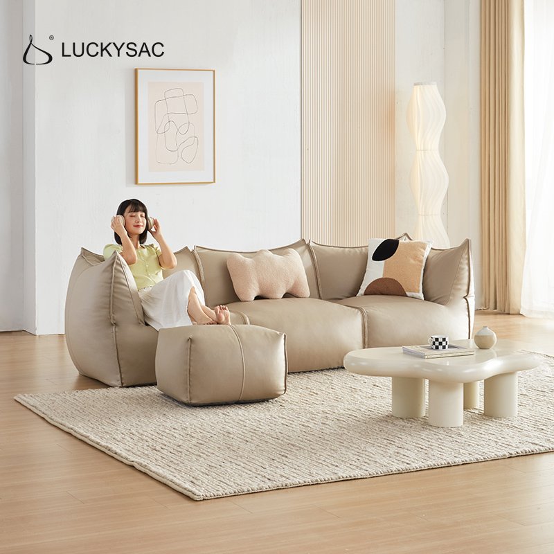 Indoor Modern Sectional Bean Bag Matched Modular Bean Bag Sofa Chairs Customized Sizes Beanbag Cover