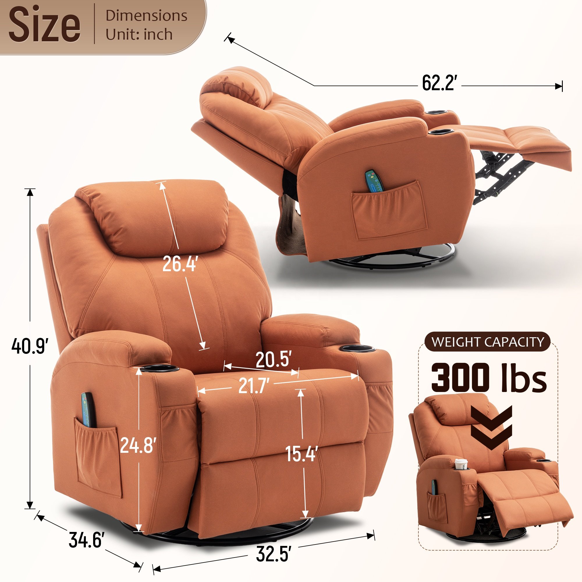 Leather Function Sofa Chair Massage Folding Sofa Reclining Electric Recliner Sofa