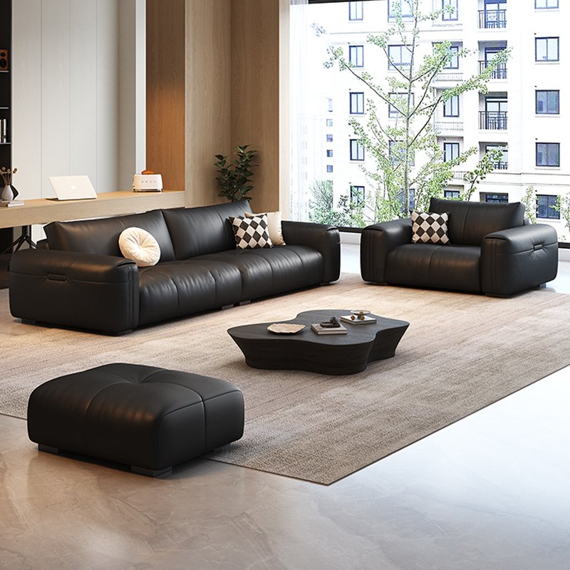 Modern Three-Seat Business Leather Office Sofa for Reception Areas for Offices Hotels Schools Simple Stylish for Any Living Room