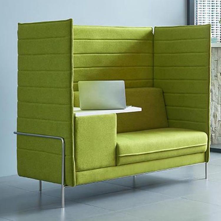 Modern high back privacy office single booth seating meeting sofa with writing tablet