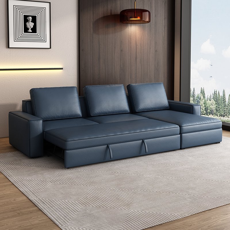 Large Storage Modern L Shape 3 Seater Leather Foldable Sofa Sleep Bed Sofa Bed