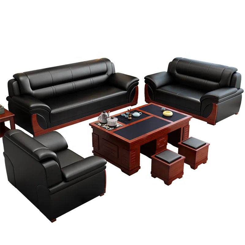 Hot Selling Latest Design Leather Office Sofa Sets Factory New Style Modern Rectangle Sectional Sofa Office Sofa Set Furniture