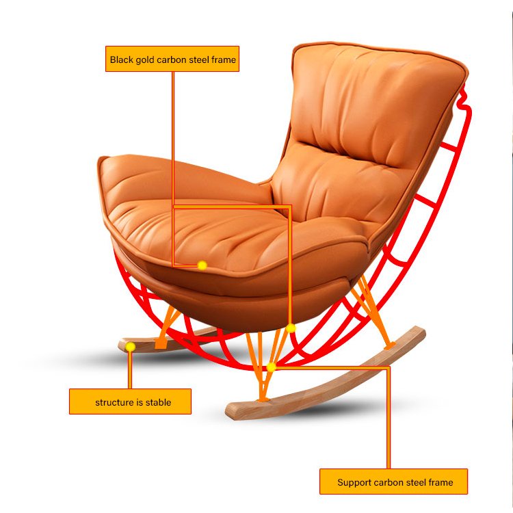 New Developed Large Nordic Fabric Upholstered Leisure Leg Relaxing Lazy Rocking Sofa Chair