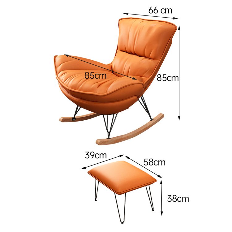 New Developed Large Nordic Fabric Upholstered Leisure Leg Relaxing Lazy Rocking Sofa Chair