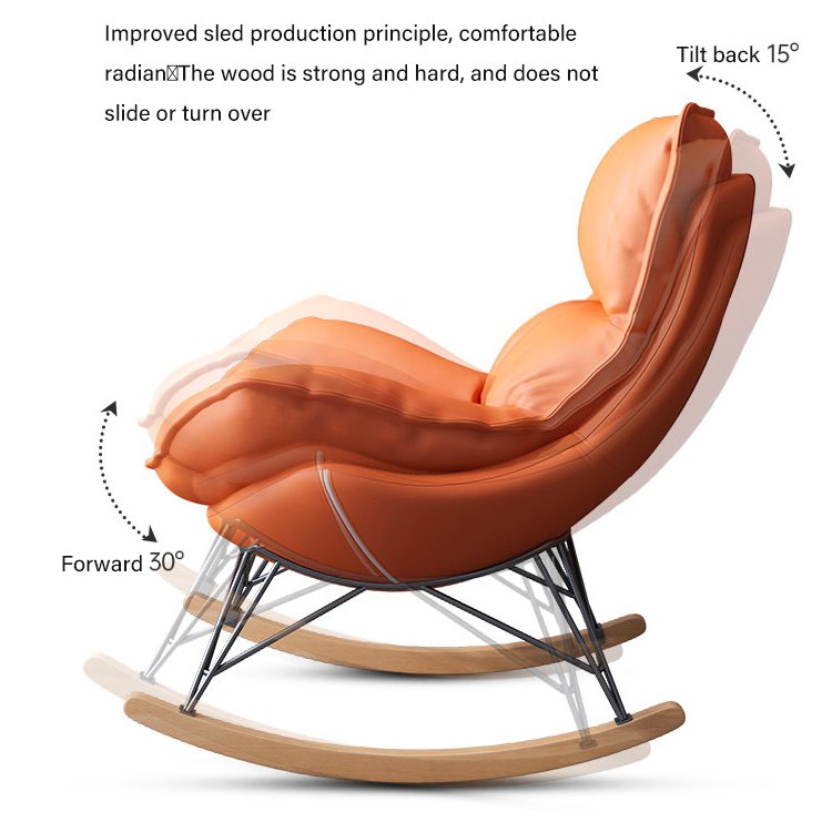 New Developed Large Nordic Fabric Upholstered Leisure Leg Relaxing Lazy Rocking Sofa Chair