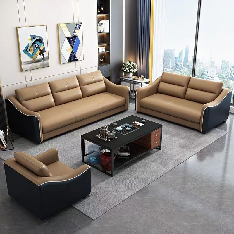 Light luxury small family office sofa simple modern reception room business modern visitor three-seat tea table combination