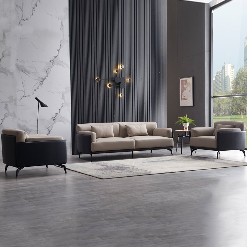 high quality modern genuine leather 3 pieces selection European simple style office sofa