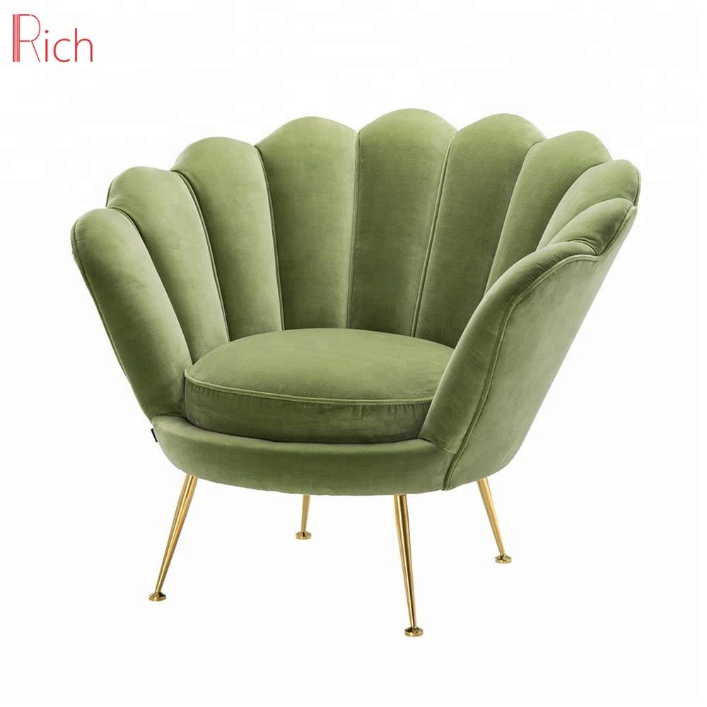 Chinese Furniture Living Room Chair Stainless Steel Legs Red Velvet 1 Seater Sofa