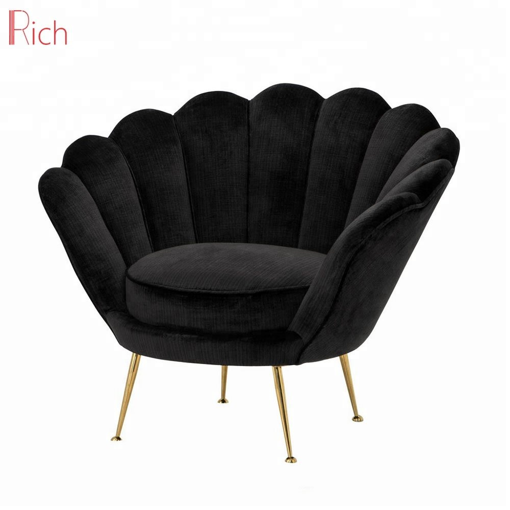Chinese Furniture Living Room Chair Stainless Steel Legs Red Velvet 1 Seater Sofa