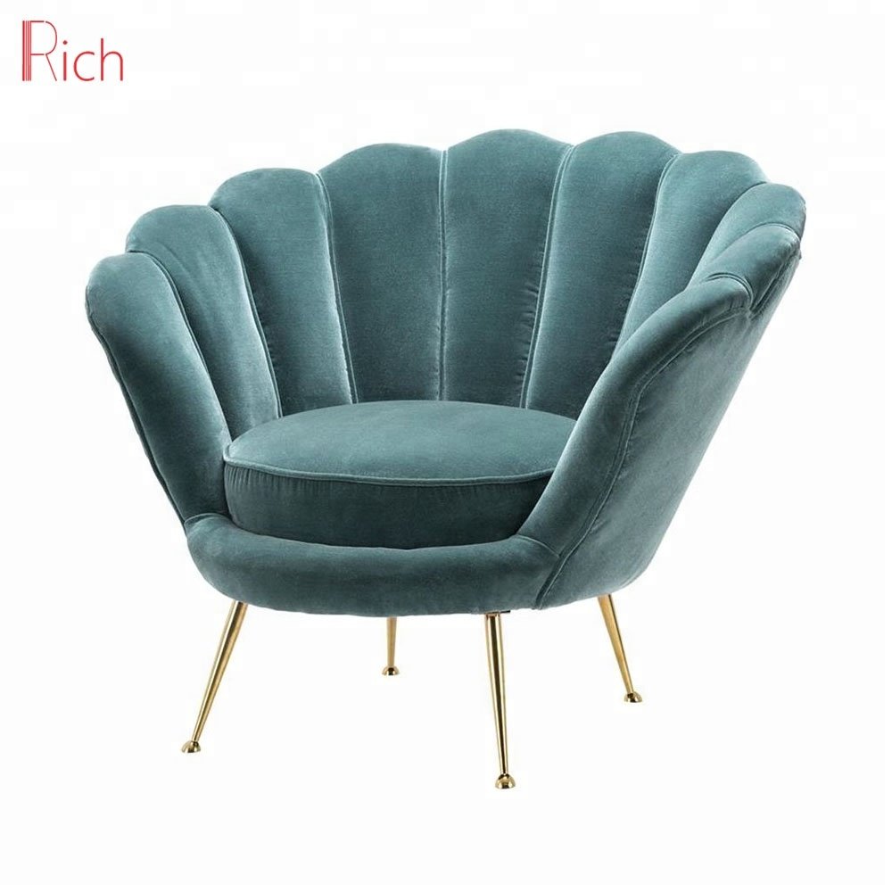 Chinese Furniture Living Room Chair Stainless Steel Legs Red Velvet 1 Seater Sofa