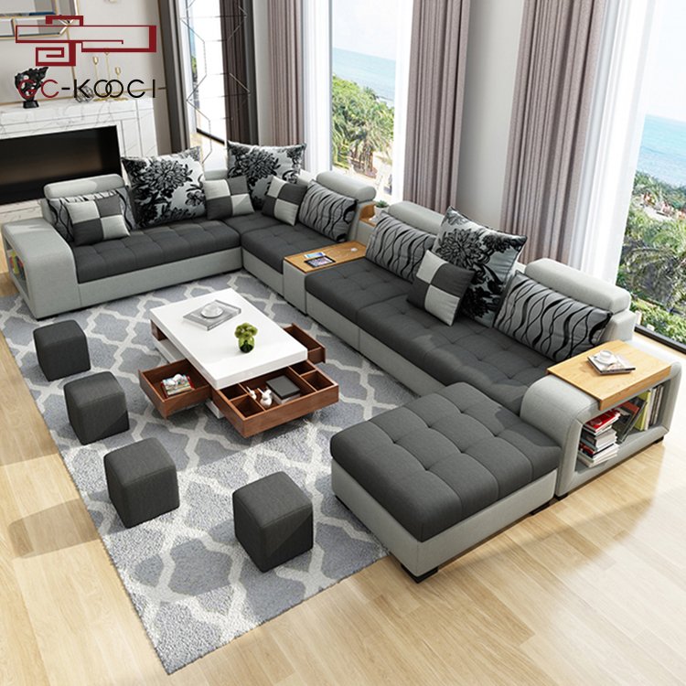 Free combination modular sectional sofa set living room modern fabric L U shape couch