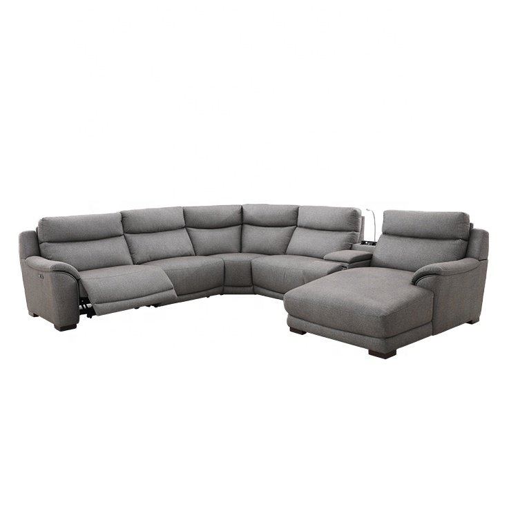 MANWAH CHEERS Electric Reclining Living Room Furniture Fabric Big Sofa with Cup hold