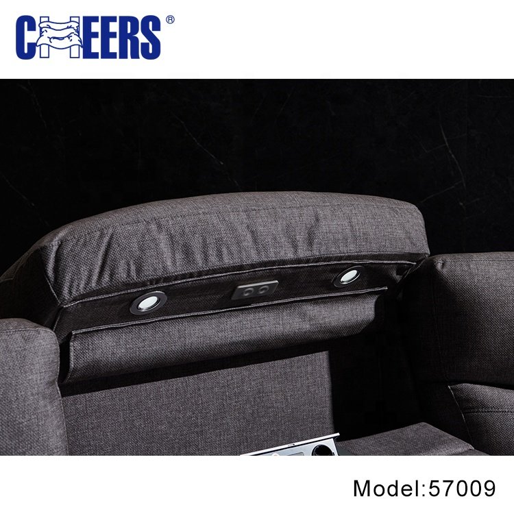 MANWAH CHEERS Electric Reclining Living Room Furniture Fabric Big Sofa with Cup hold