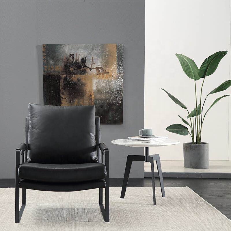 Italian modern minimalist leather nordic luxury designer living room office single sofa chair