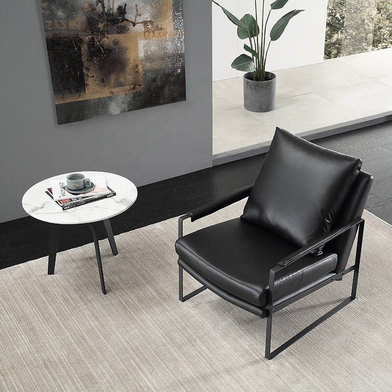 Italian modern minimalist leather nordic luxury designer living room office single sofa chair