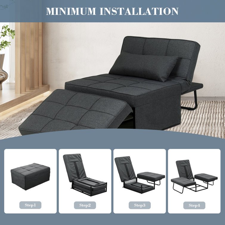 Living Room Furniture Single 4-in-1 Folding Multifunctional Office Sofa Bed with Adjustable Backrest