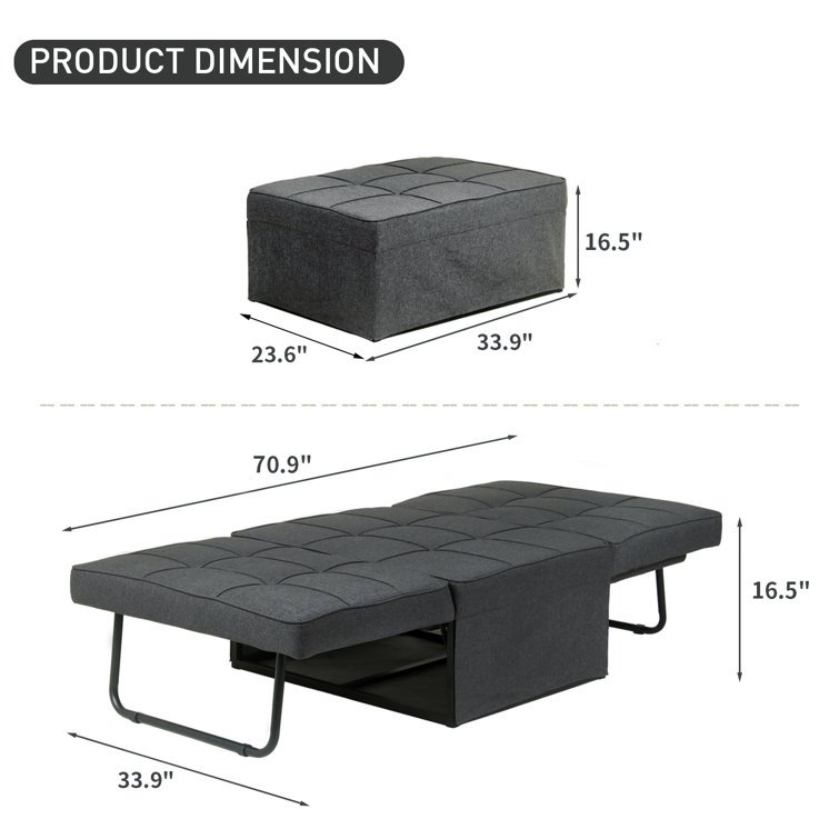 Living Room Furniture Single 4-in-1 Folding Multifunctional Office Sofa Bed with Adjustable Backrest