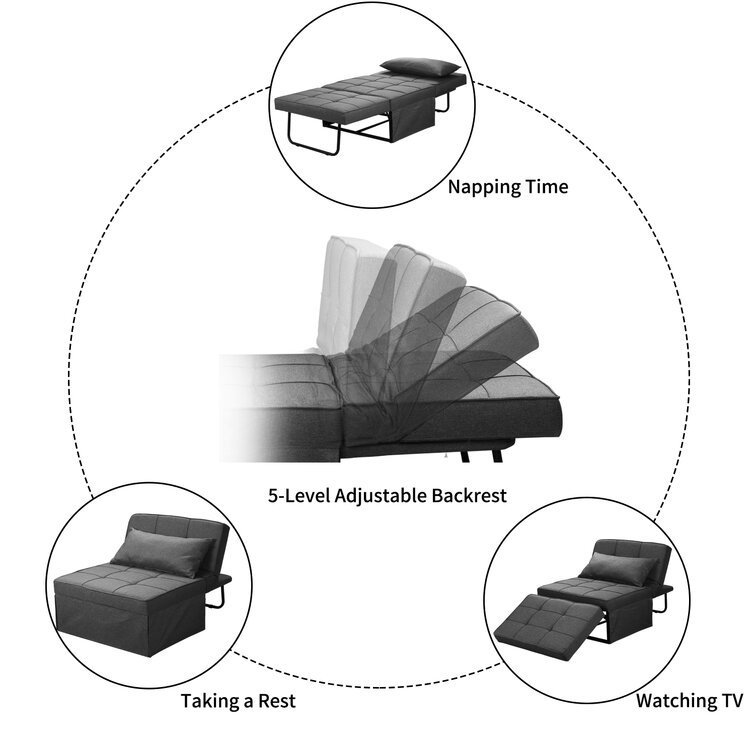 Living Room Furniture Single 4-in-1 Folding Multifunctional Office Sofa Bed with Adjustable Backrest