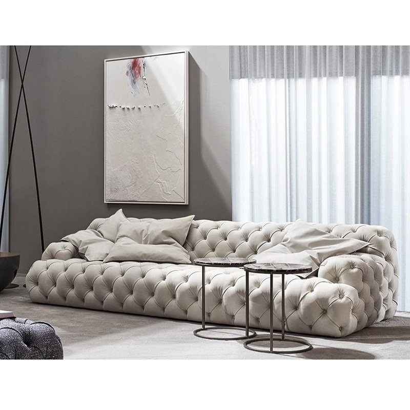 Contemporary modern luxury American style designs button living room wooden sofa set
