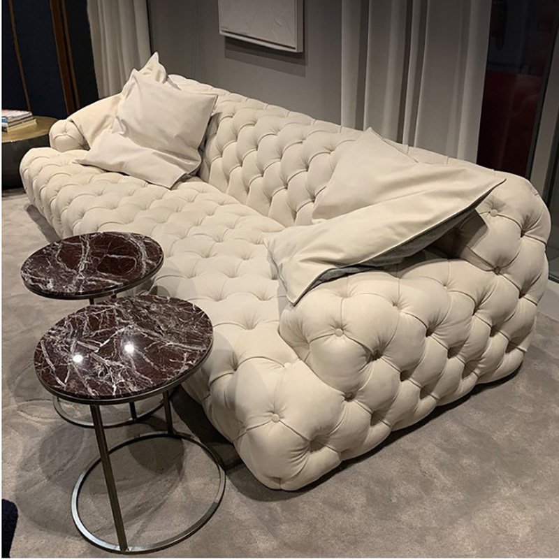 Contemporary modern luxury American style designs button living room wooden sofa set