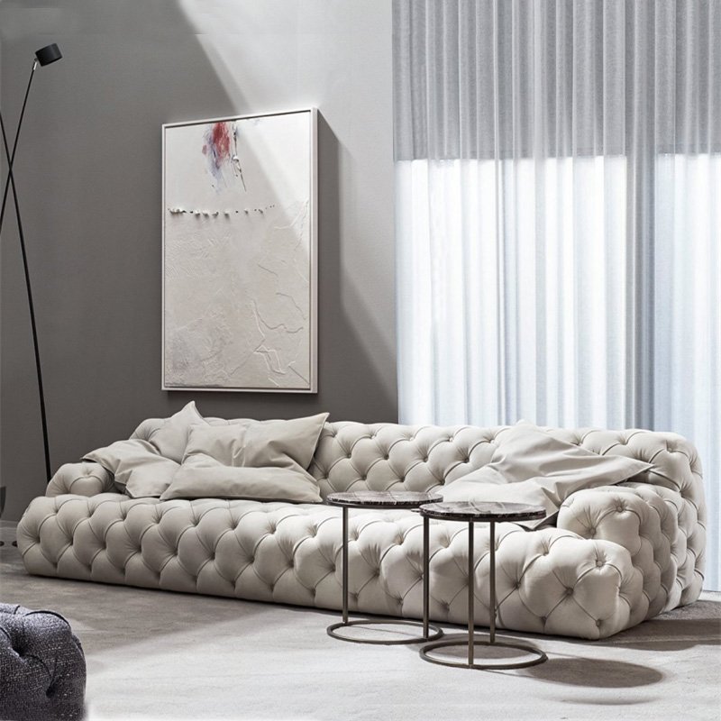 Contemporary modern luxury American style designs button living room wooden sofa set