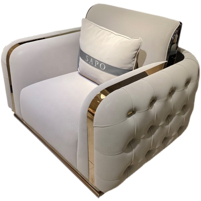 New high quality lealther italian sofa set designs luxury 3 seater sofa gold luxury living room furniture set sofa