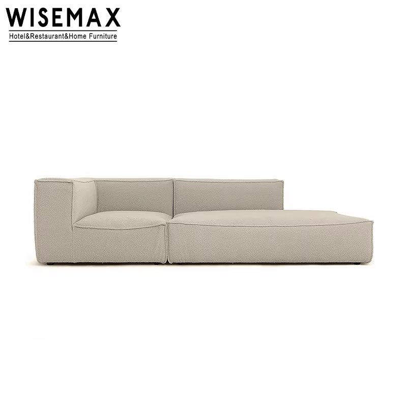WISEMAX FURNITURE Light Luxury Nordic L Shaped Sofa Living Room Furniture Linen Fabric Pine Wooden Sofa For Home Hotel Villa