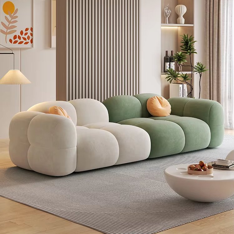 Corduroy Material Modern Design Cream Style Living Room Sofa Puff Lazy Recliner Sofa Furniture Set