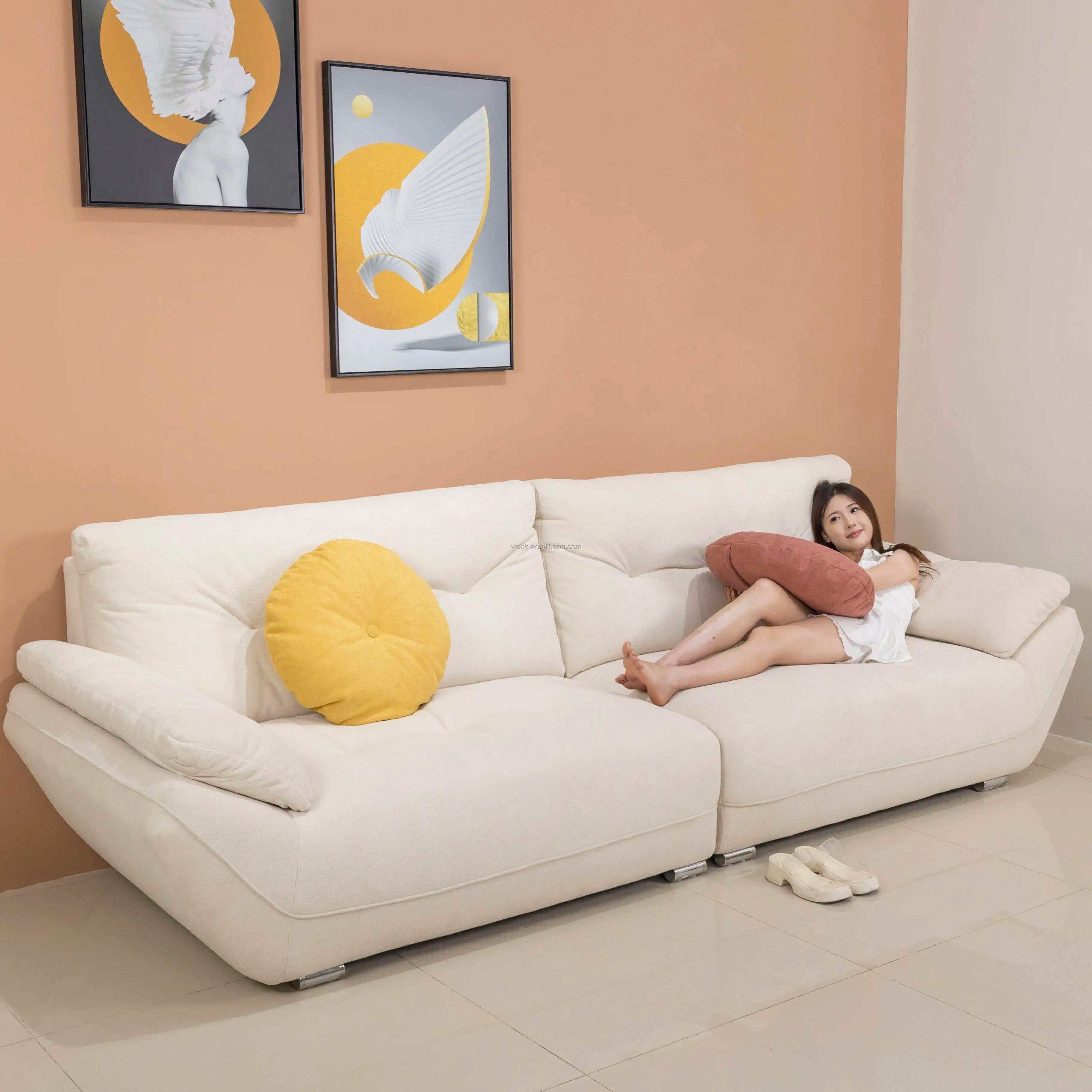 L-Shape Modern Luxury Sofa Set Hotels Villas Apartments Gyms Living Rooms Home Furniture in Durable Fabric