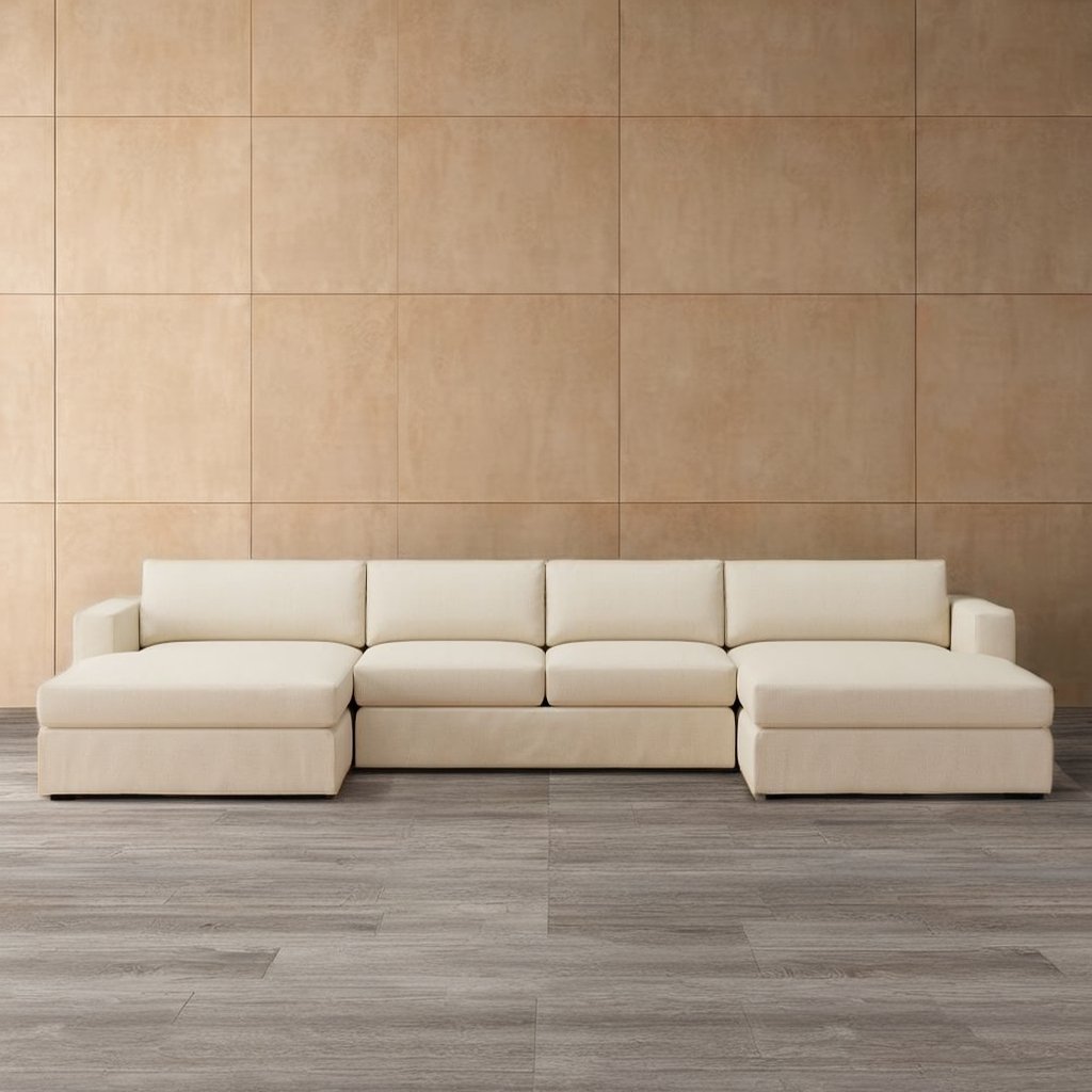 FERLY Luxury Home Leather Sofa Living Room Furniture Vintage Style Modular U-Chaise Sofa Living Room Sofa