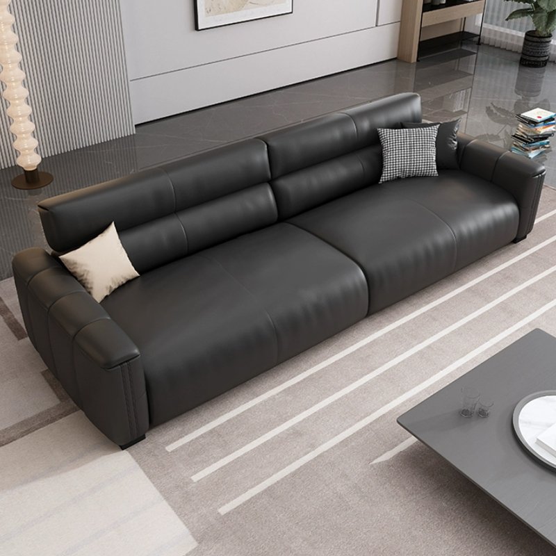Italian Modern Minimalist Leather Office Sofa for Business Reception or Living Room Hotel Use Three-Person Combination