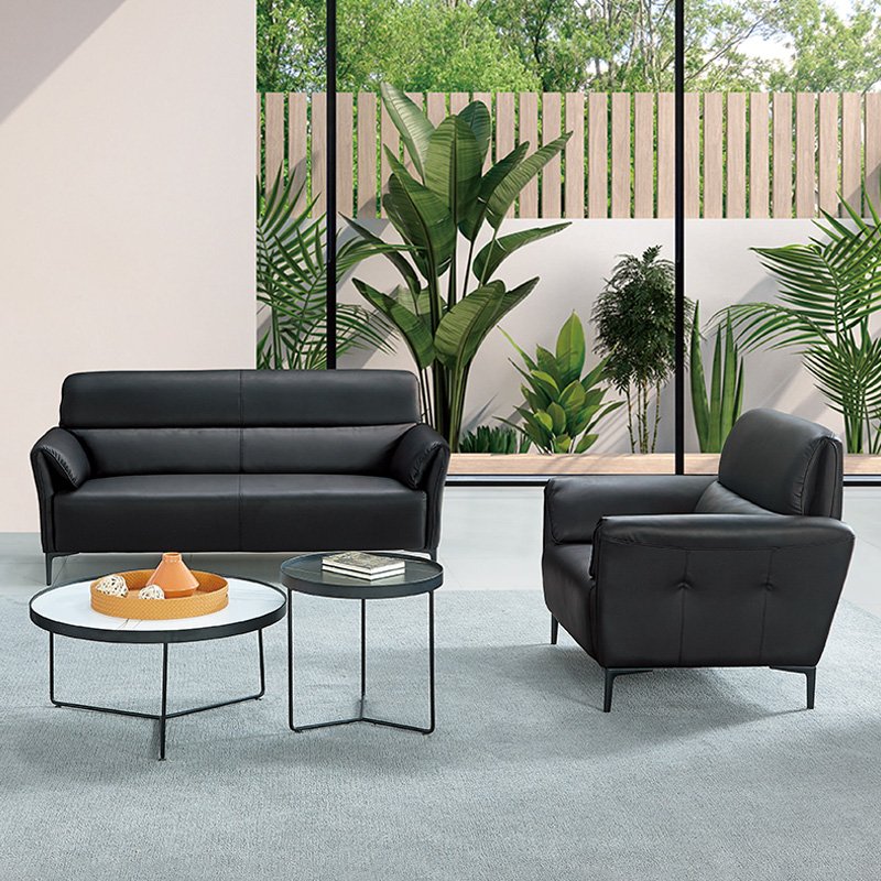 Luxury Italian Leather Office Sofa Simple Modern Three-Person Set for Business Reception Meeting & Negotiation Lounge
