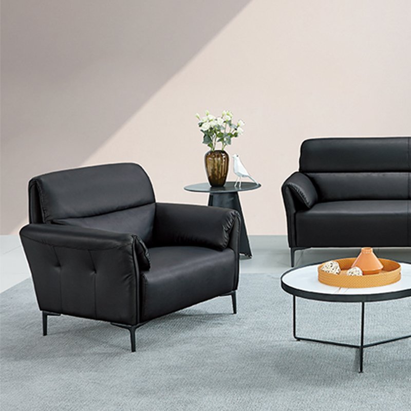Luxury Italian Leather Office Sofa Simple Modern Three-Person Set for Business Reception Meeting & Negotiation Lounge