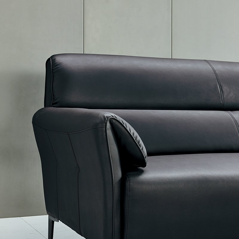 Luxury Italian Leather Office Sofa Simple Modern Three-Person Set for Business Reception Meeting & Negotiation Lounge
