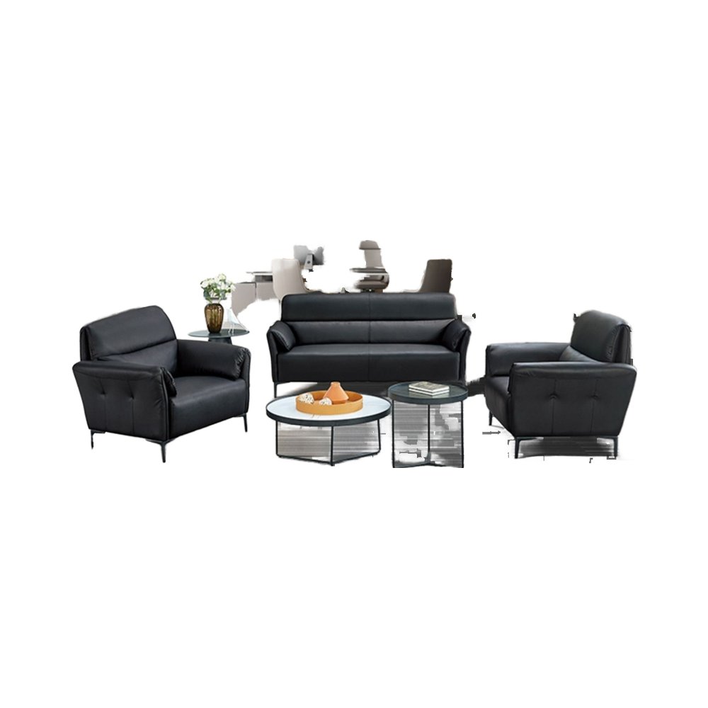 Luxury Italian Leather Office Sofa Simple Modern Three-Person Set for Business Reception Meeting & Negotiation Lounge