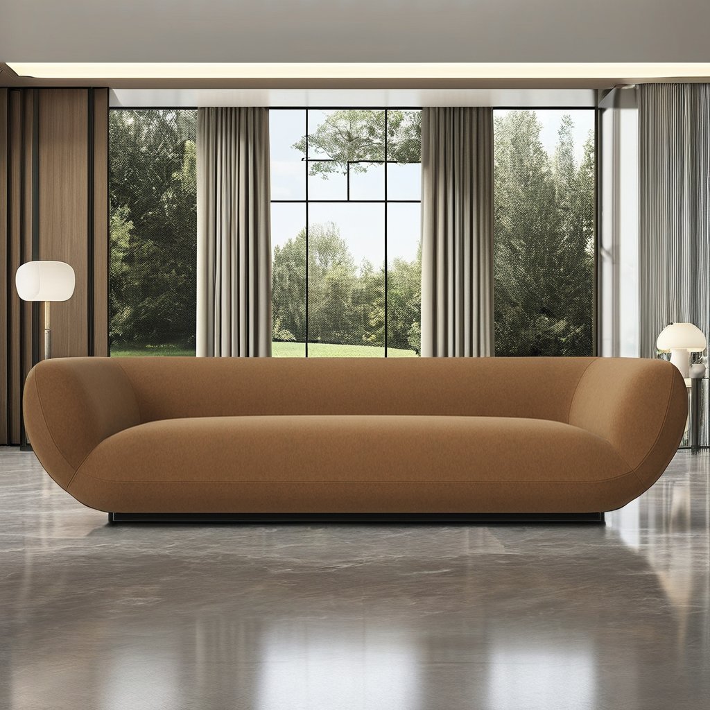 FERLY Modern Luxury Italian Style Living Room Furniture Sofa Home Fabric Curved Contour Loveseat Lotus Sofa Set 2