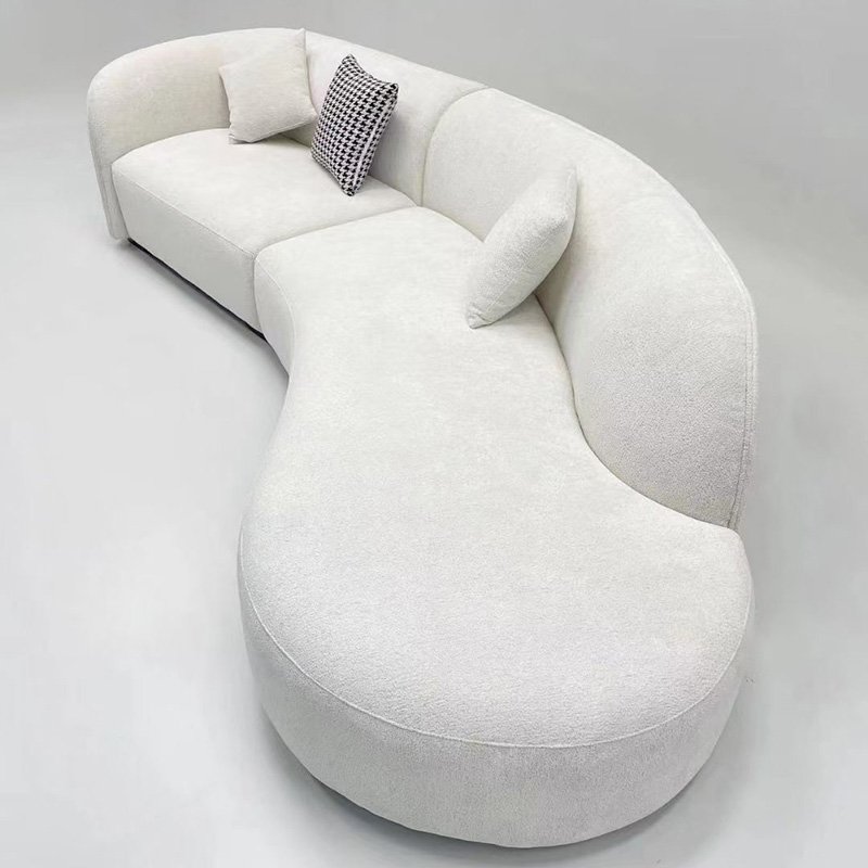 Soft round modern couch sofas set furniture living room curved boucle special shaped cashmere white sofa designs luxury sofa