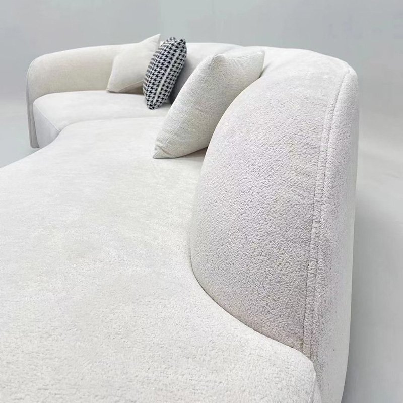 Soft round modern couch sofas set furniture living room curved boucle special shaped cashmere white sofa designs luxury sofa