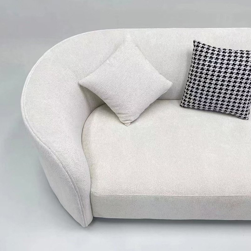 Soft round modern couch sofas set furniture living room curved boucle special shaped cashmere white sofa designs luxury sofa