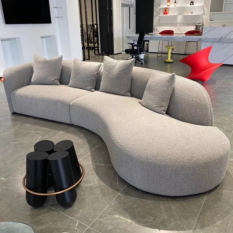 Soft round modern couch sofas set furniture living room curved boucle special shaped cashmere white sofa designs luxury sofa