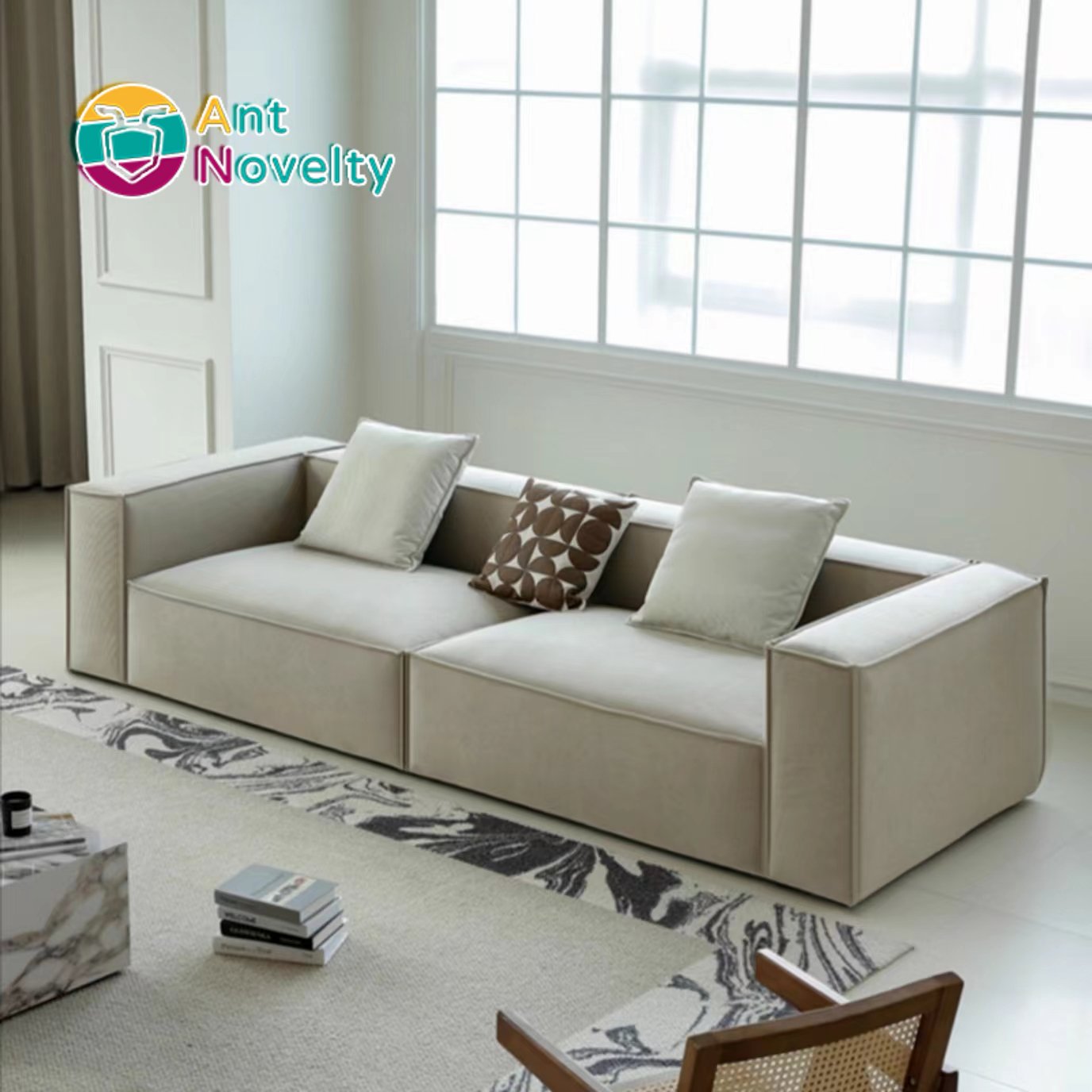Antnovelty Modern Minimalist Mario Bellini Sofa with Leather Modules for Living Room Lounge Area or Outdoor Furniture