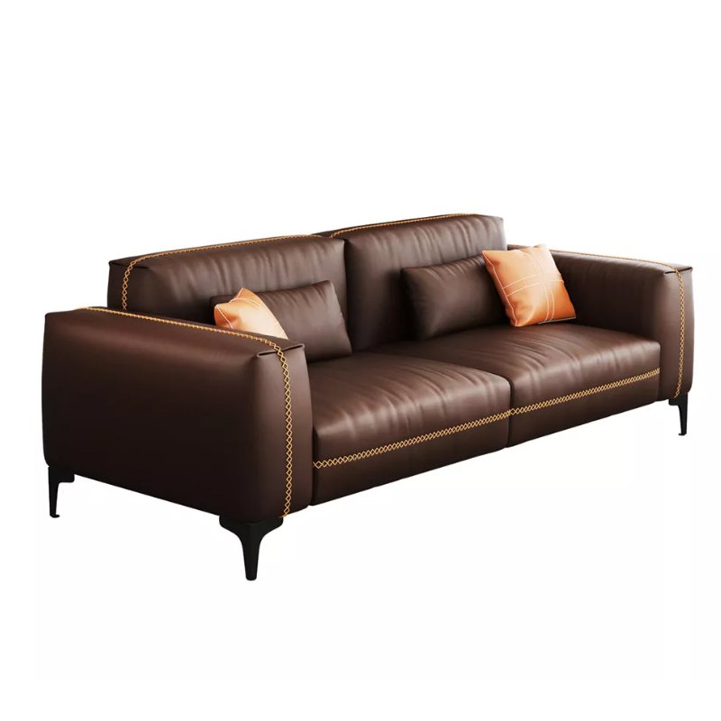 Liyu furniture New design brown exquisite three-seat luxurious leather living room comfortable office sofa