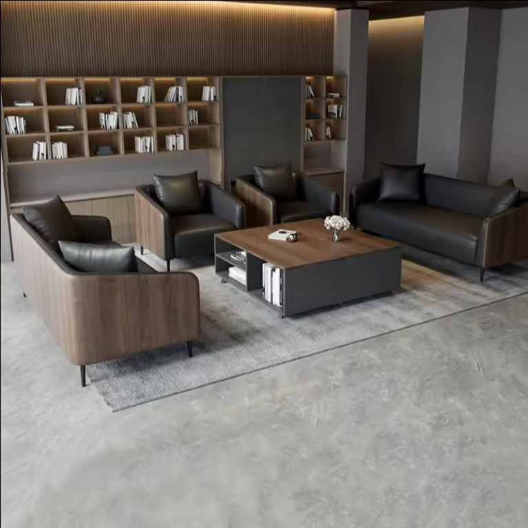 Reception Sofa Home Office Sofa Set Modern Design Sofa Minimalist Luxury Furniture Italian Style Office Leather Contemporary