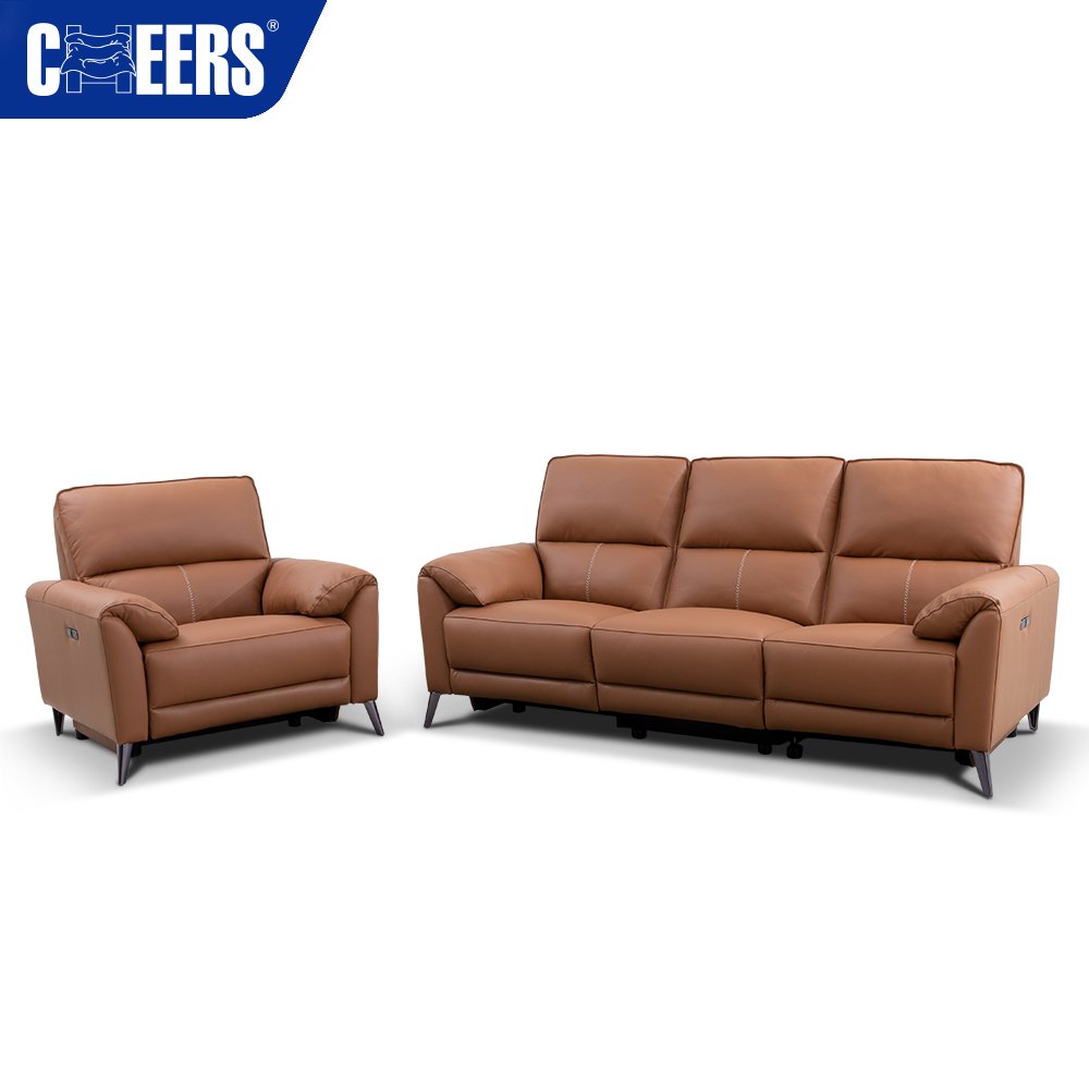 MANWAH CHEERS 3+1 Seater Luxury Furniture Power Genuine Leather Sofa Reclinable Furniture Living Room Sofa Set
