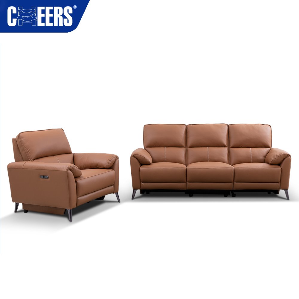 MANWAH CHEERS 3+1 Seater Luxury Furniture Power Genuine Leather Sofa Reclinable Furniture Living Room Sofa Set