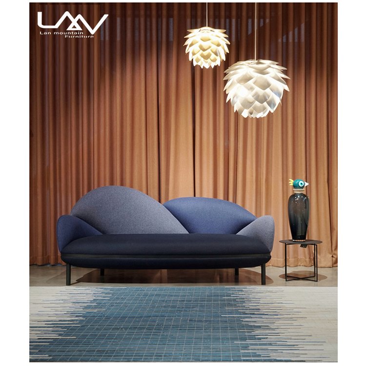 Modern Small family Living room furniture office sofa public area sofa funky design comfortable velvet sofa seats
