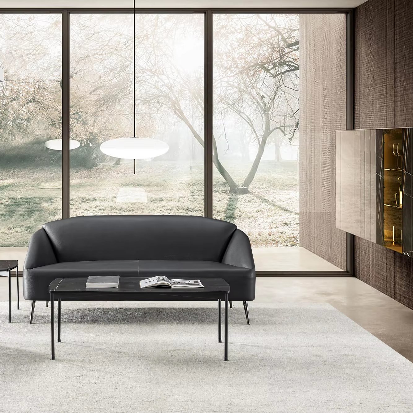 Modern 3-Seater Office Sofa Set Leather and Fabric Covered for Living Room Hotel School Hospital Use