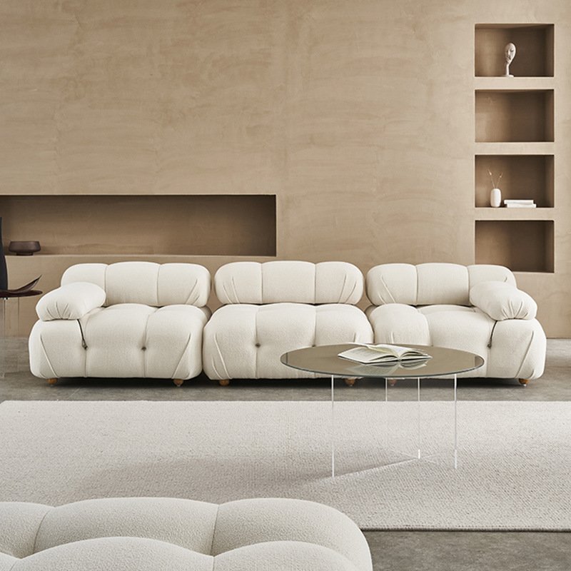modern new design Low Arm No Foot white corner couch 3 seat modular velvet fabric Sectional sofa set for office hotel furniture