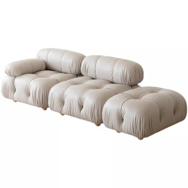 modern new design Low Arm No Foot white corner couch 3 seat modular velvet fabric Sectional sofa set for office hotel furniture